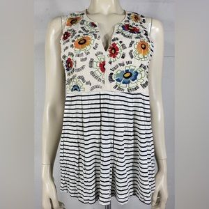 TINY Anthropologie brand mixed media tunic top size Large